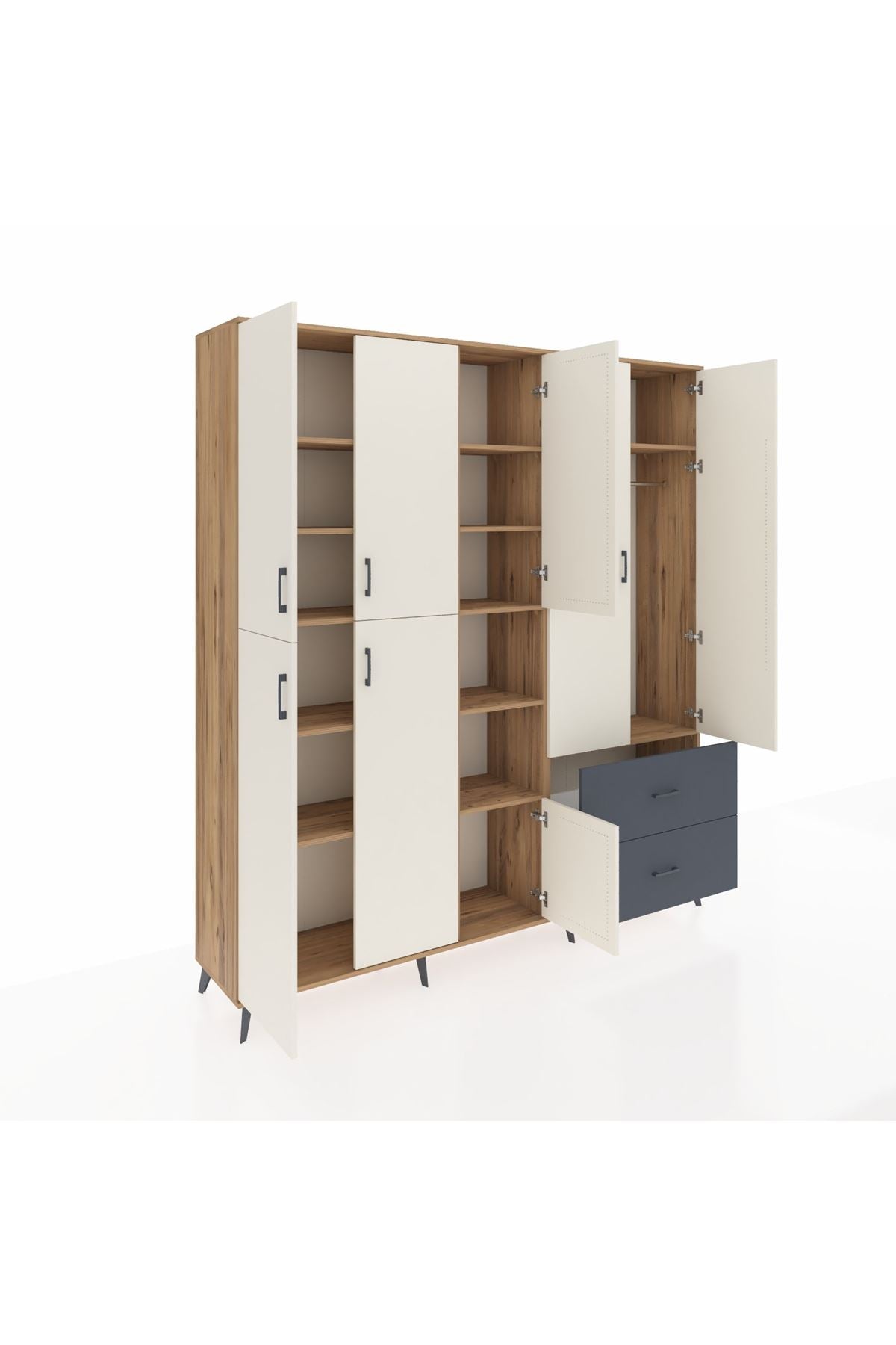 Hyperion Dolap 12 Raflı 2 Çekmeceli Tek Askılı 220x44x243 - S553M063V23B