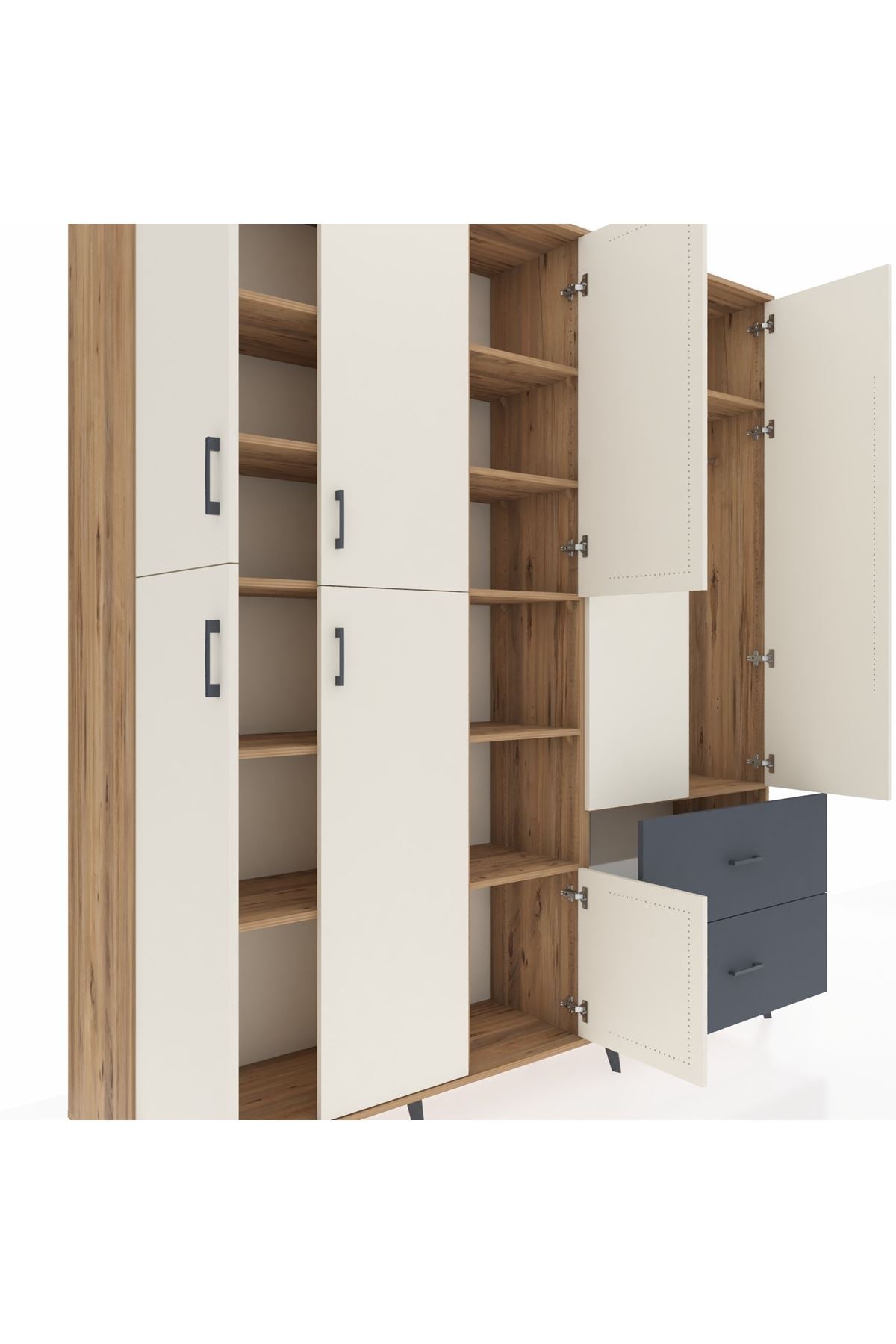 Hyperion Dolap 12 Raflı 2 Çekmeceli Tek Askılı 220x44x243 - S553M063V23B