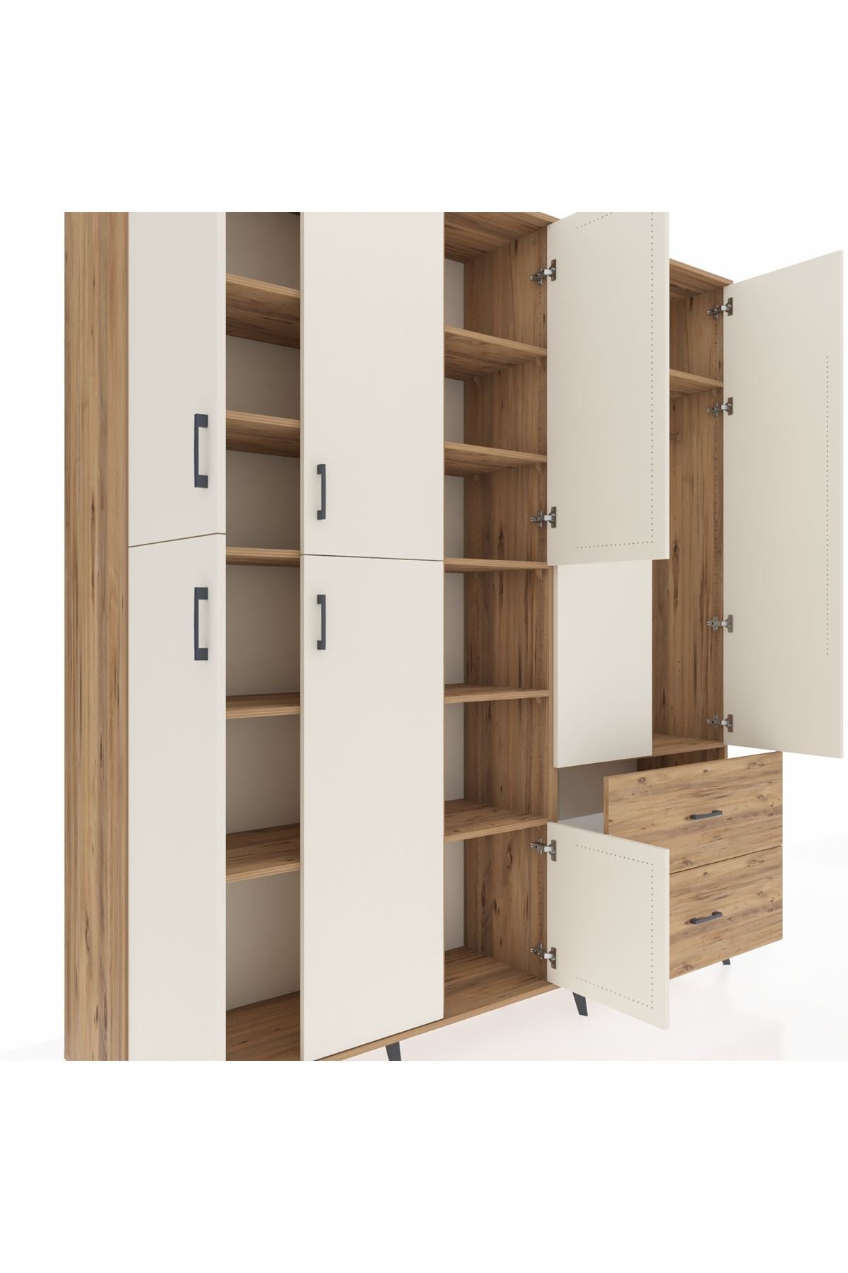 Hyperion Dolap 12 Raflı 2 Çekmeceli Tek Askılı 220x44x243 - S553M063V24B