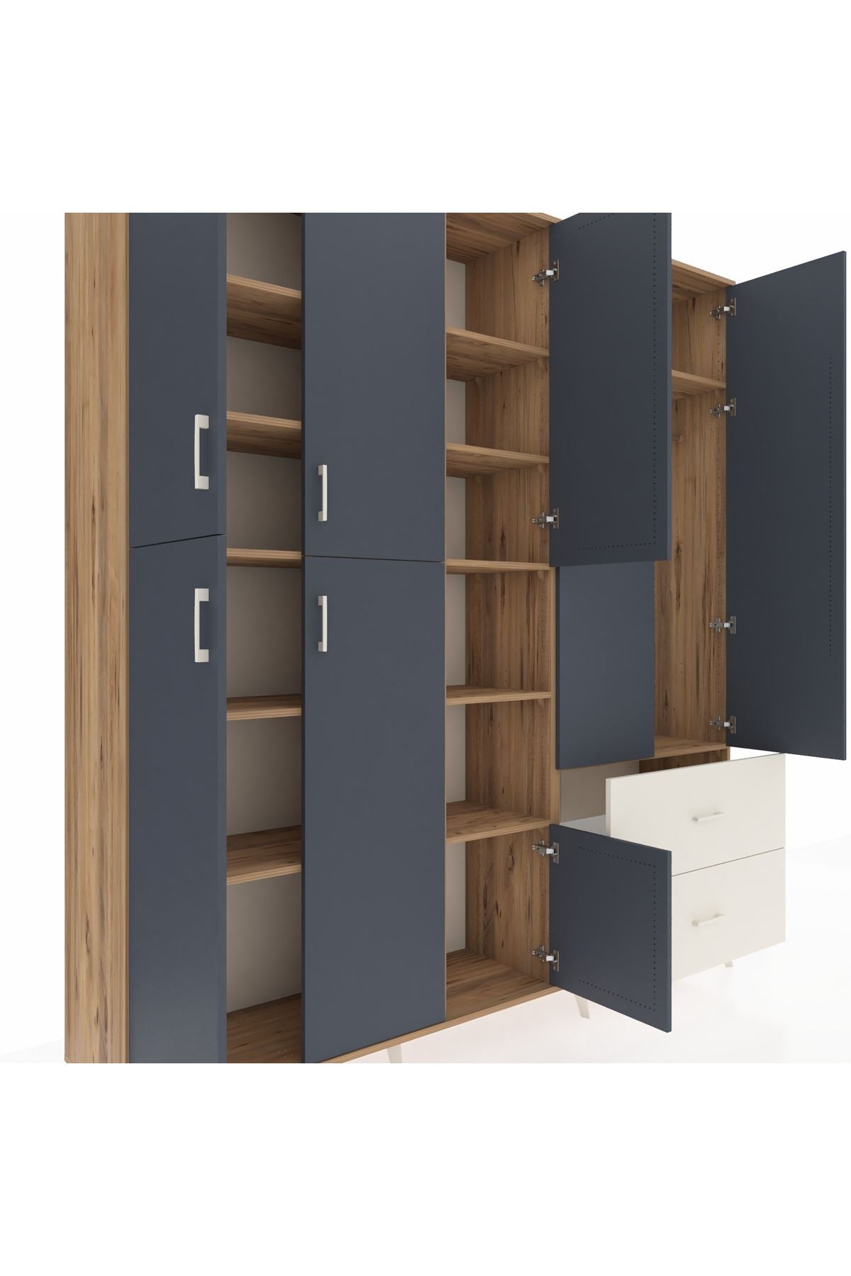 Hyperion Dolap 12 Raflı 2 Çekmeceli Tek Askılı 220x44x243 - S553M063V25B