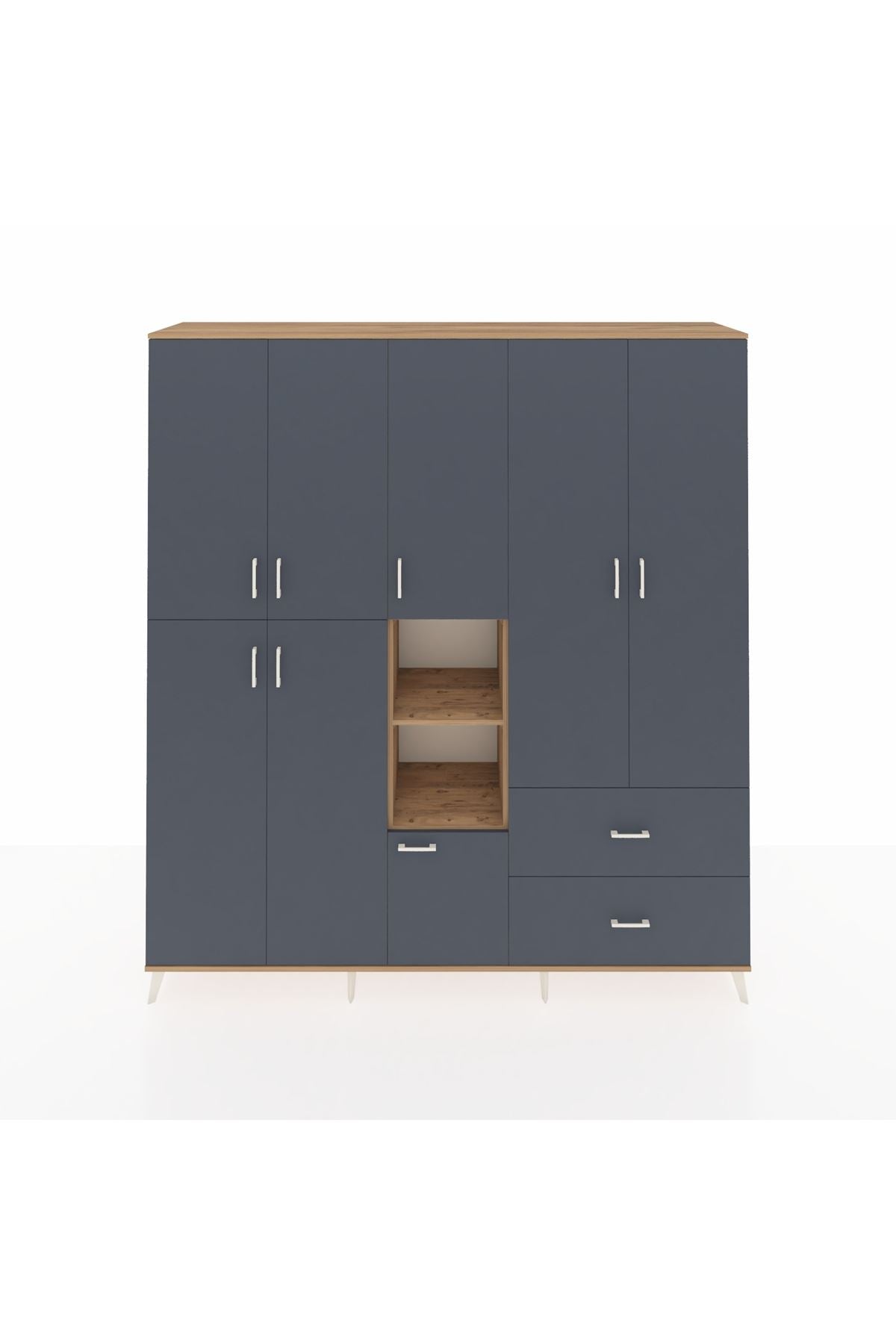 Hyperion Dolap 12 Raflı 2 Çekmeceli Tek Askılı 220x44x243 - S553M063V26B