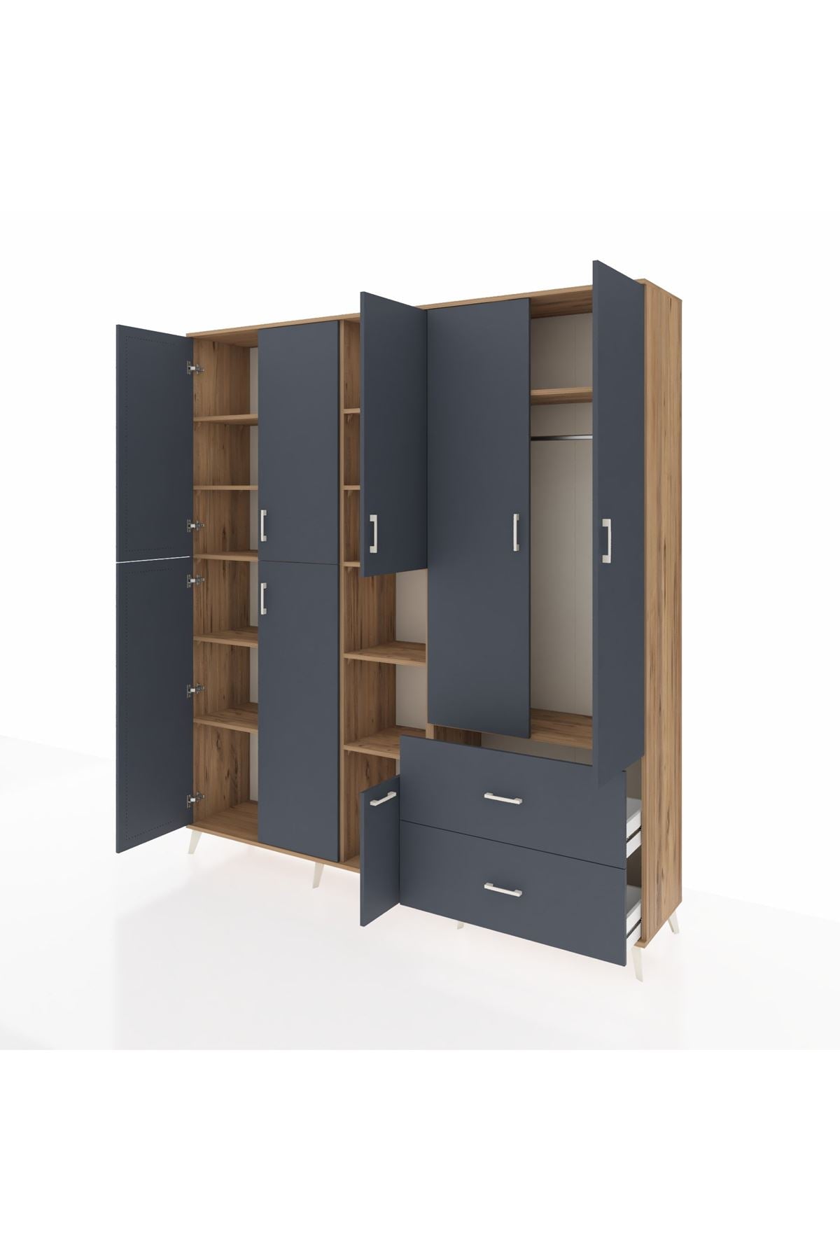 Hyperion Dolap 12 Raflı 2 Çekmeceli Tek Askılı 220x44x243 - S553M063V26B