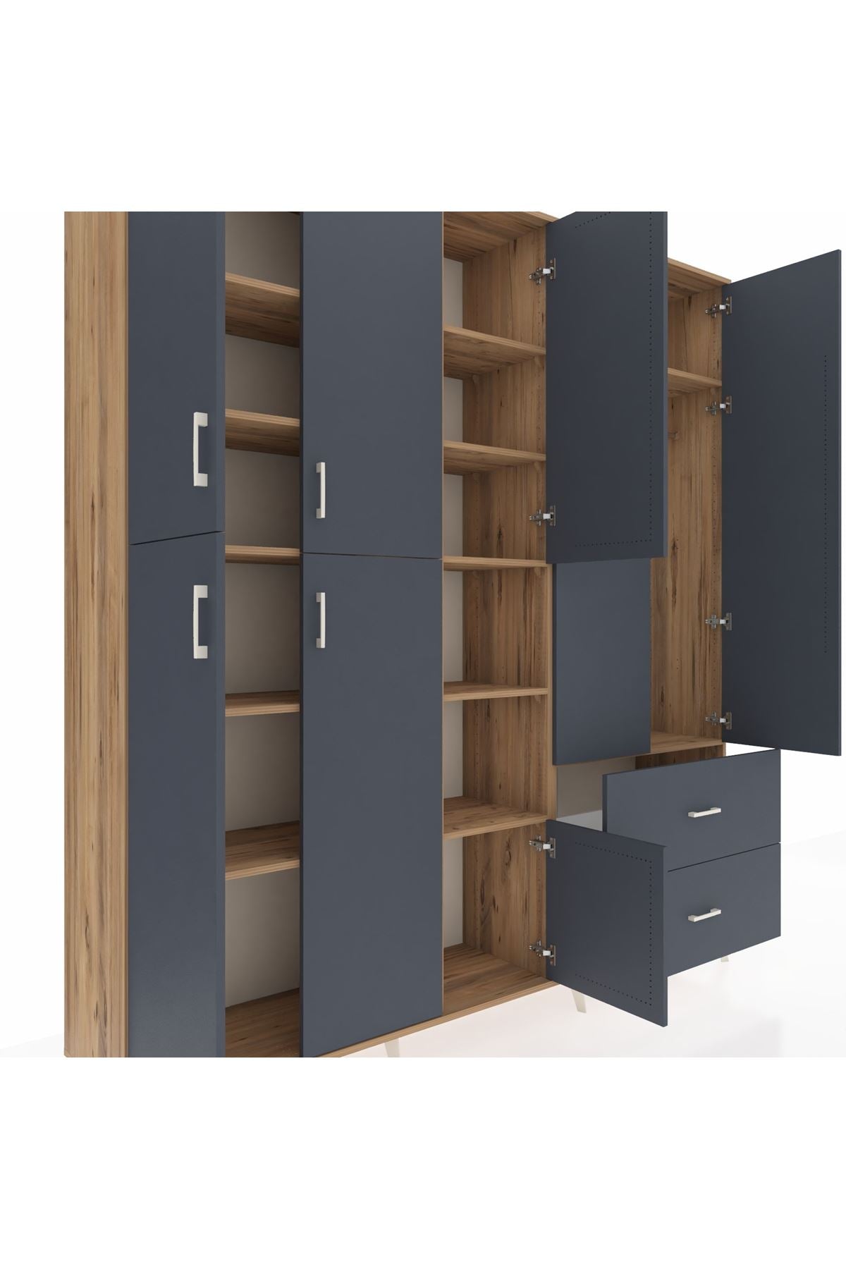 Hyperion Dolap 12 Raflı 2 Çekmeceli Tek Askılı 220x44x243 - S553M063V26B