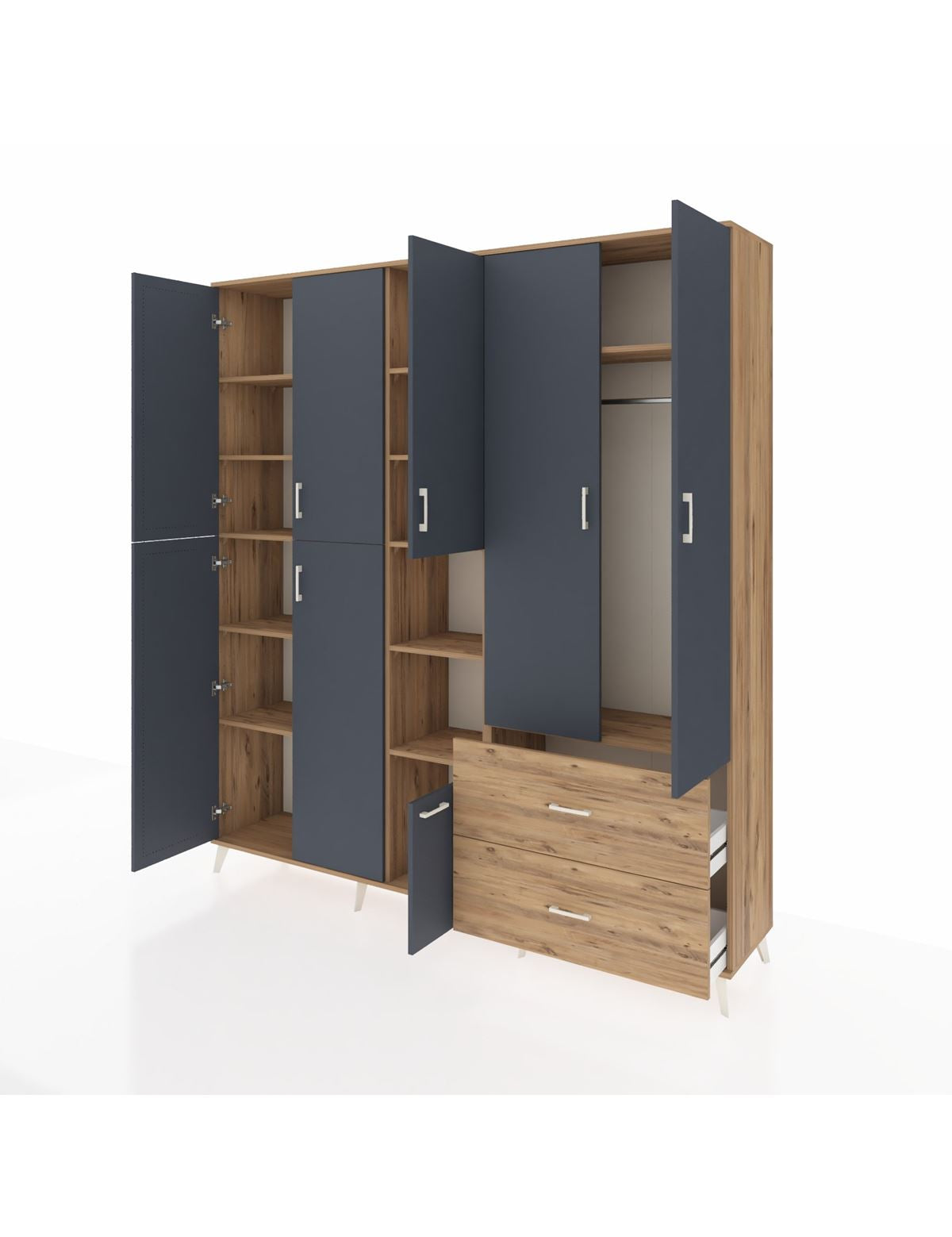 Hyperion Dolap 12 Raflı 2 Çekmeceli Tek Askılı 220x44x243 - S553M063V27B