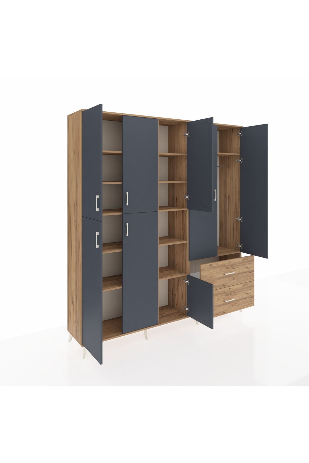 Hyperion Dolap 12 Raflı 2 Çekmeceli Tek Askılı 220x44x243 - S553M063V27B