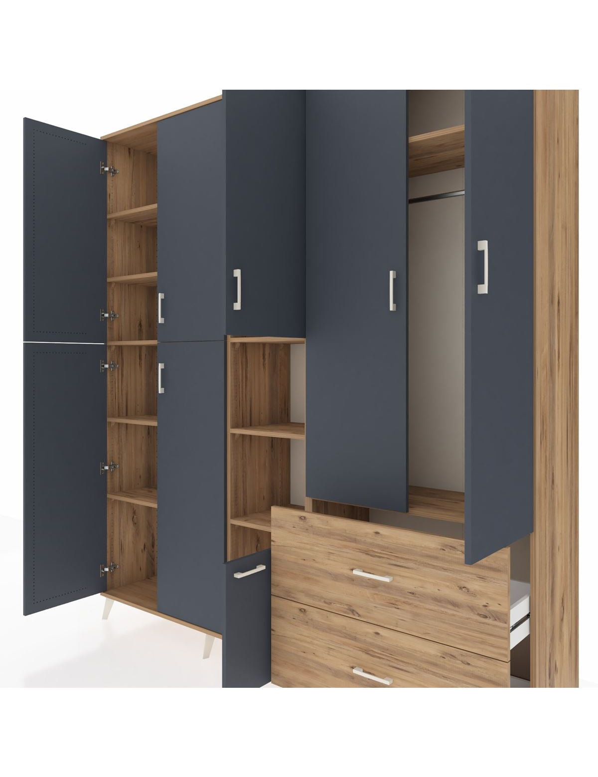 Hyperion Dolap 12 Raflı 2 Çekmeceli Tek Askılı 220x44x243 - S553M063V27B