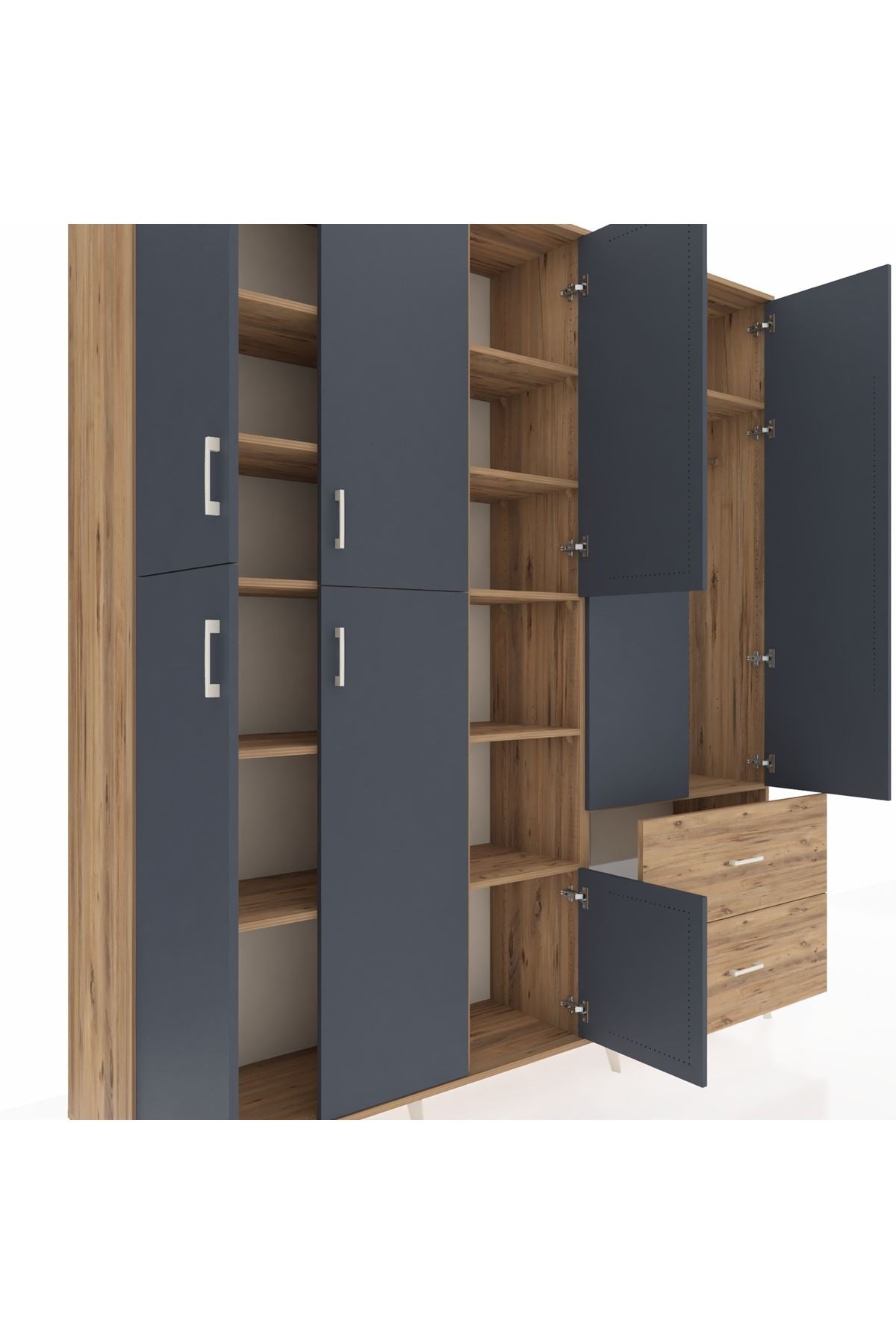 Hyperion Dolap 12 Raflı 2 Çekmeceli Tek Askılı 220x44x243 - S553M063V27B