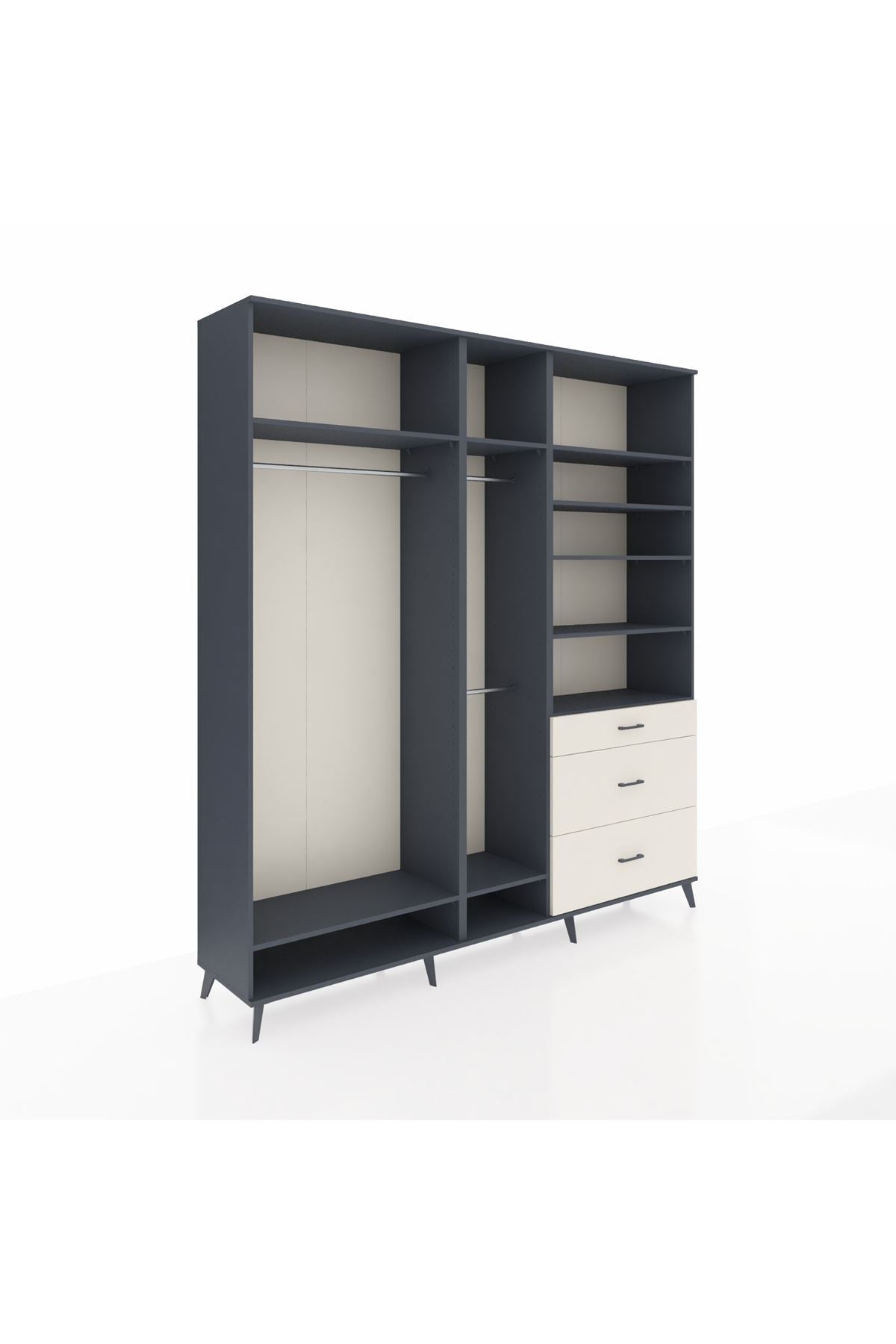 Hyperion Dolap 9 Raflı 3 Çekmeceli 3 Askılı 220x44x243 - S553M064V16B