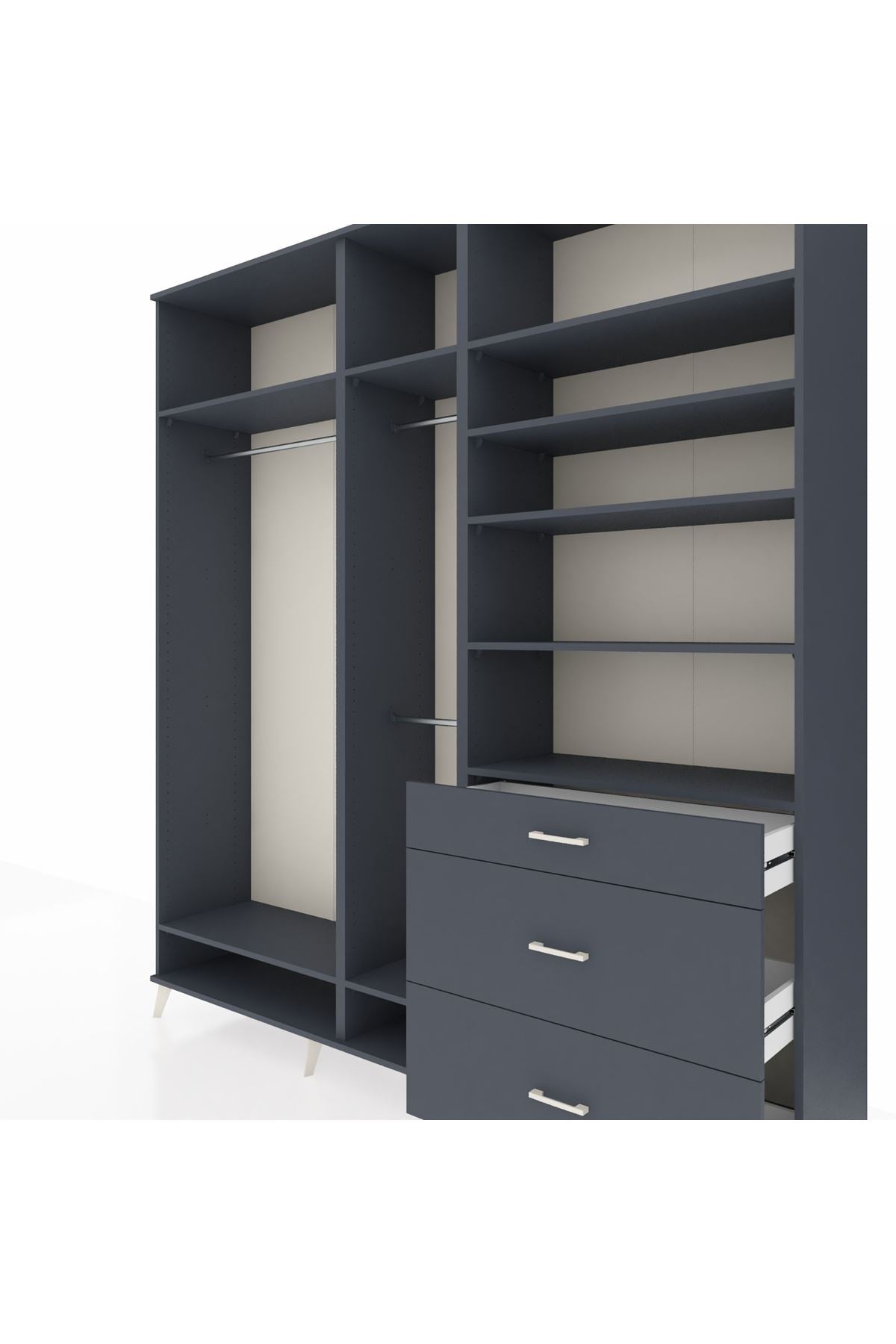 Hyperion Dolap 9 Raflı 3 Çekmeceli 3 Askılı 220x44x243 - S553M064V17B