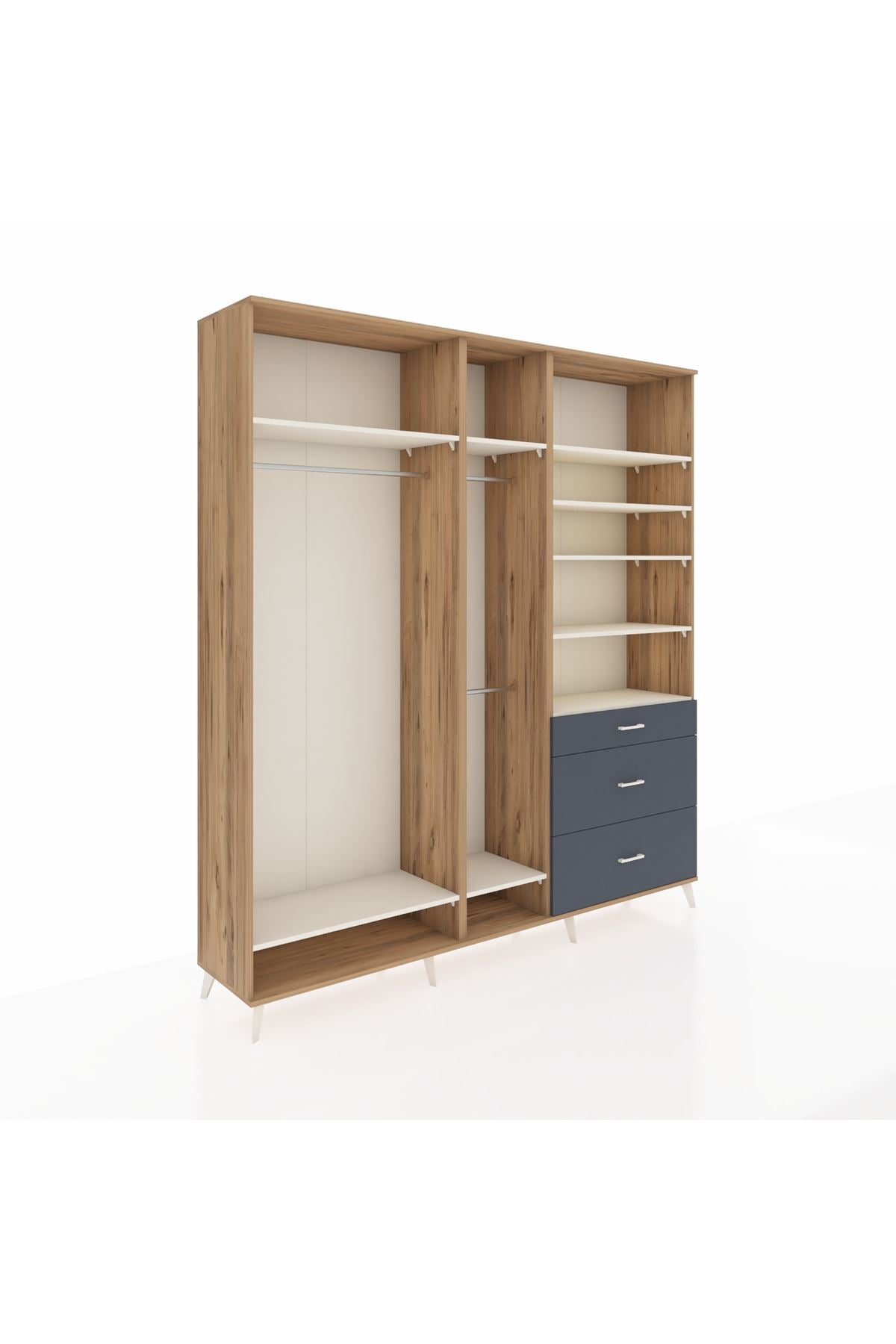 Hyperion Dolap 9 Raflı 3 Çekmeceli 3 Askılı 220x44x243 - S553M064V23B