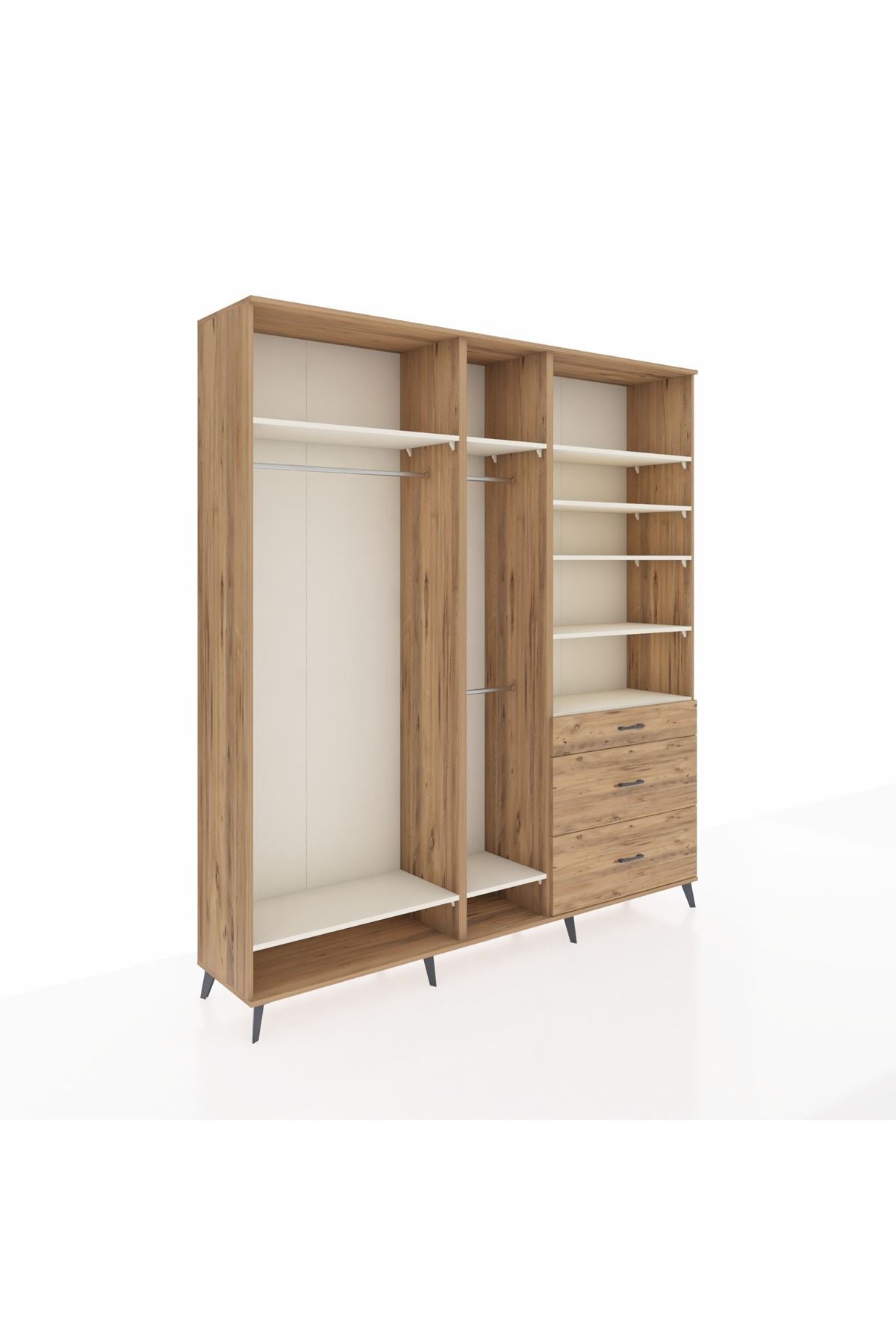 Hyperion Dolap 9 Raflı 3 Çekmeceli 3 Askılı 220x44x243 - S553M064V24B