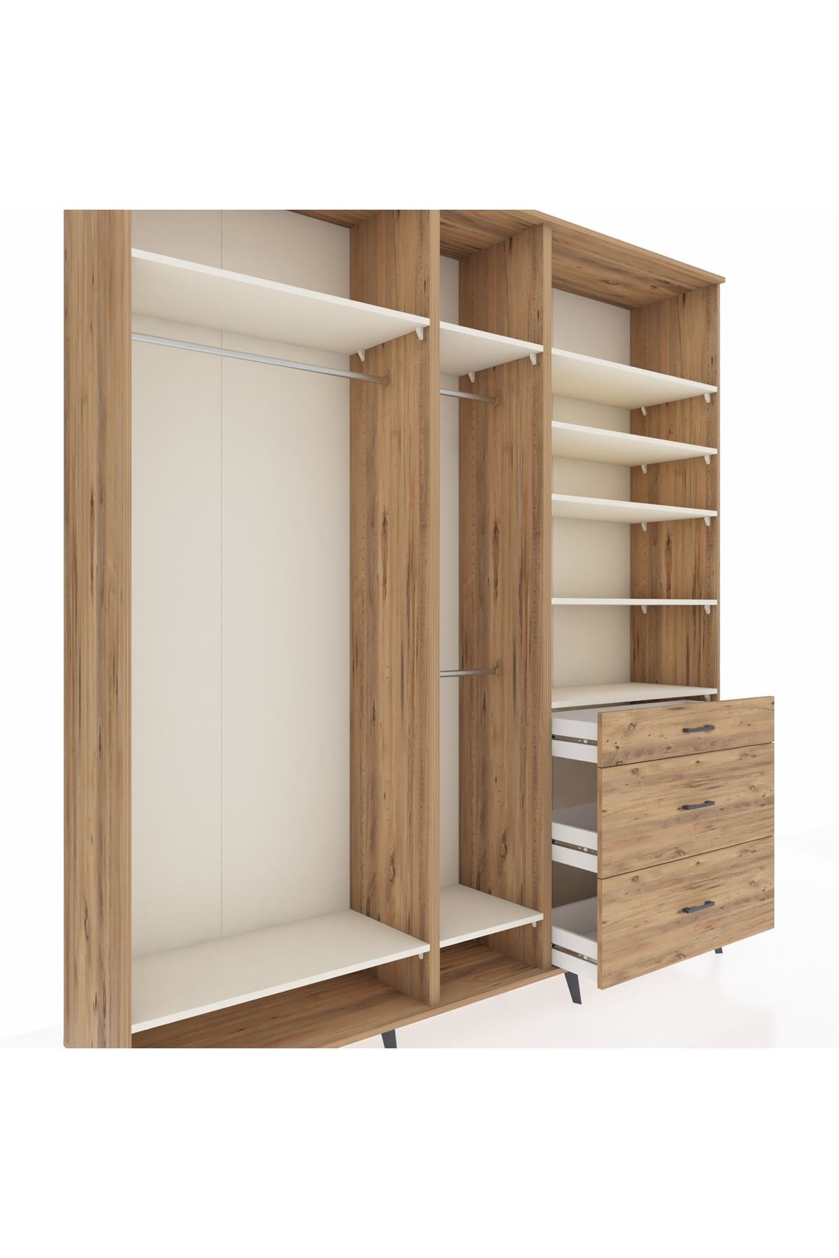 Hyperion Dolap 9 Raflı 3 Çekmeceli 3 Askılı 220x44x243 - S553M064V24B