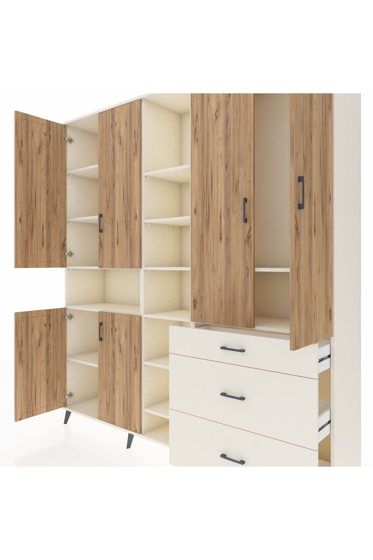 Hyperion Dolap 13 Raflı 3 Çekmeceli 6 Kapaklı 220x44x243 Aytaşı-Çam/Aytaşı