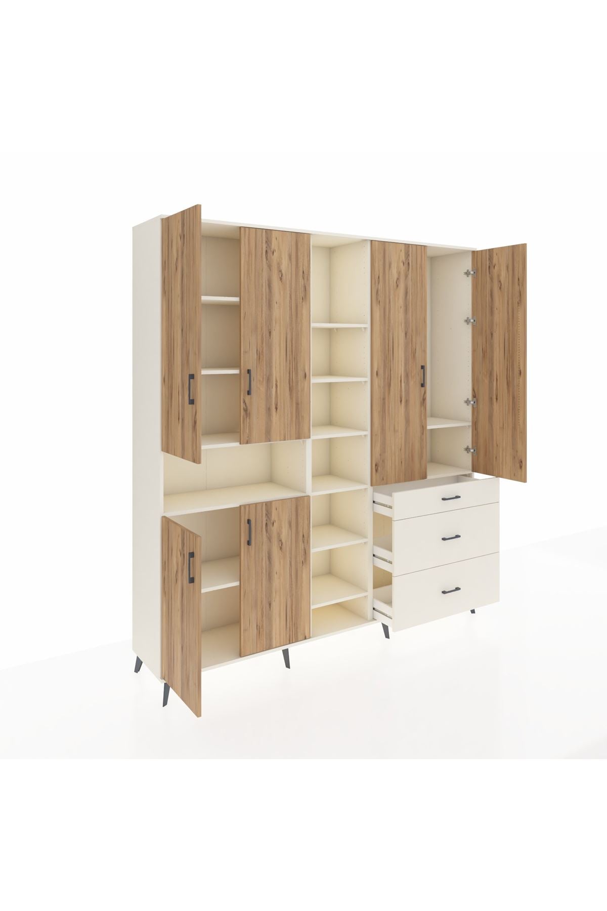 Hyperion Dolap 13 Raflı 3 Çekmeceli 6 Kapaklı 220x44x243 Aytaşı-Çam/Aytaşı