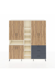 Hyperion Dolap 13 Raflı 3 Çekmeceli 6 Kapaklı 220x44x243 Aytaşı-Çam/Antrasit