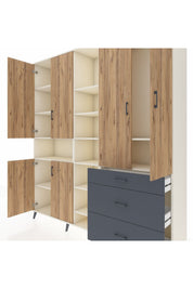 Hyperion Dolap 13 Raflı 3 Çekmeceli 6 Kapaklı 220x44x243 Aytaşı-Çam/Antrasit