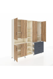 Hyperion Dolap 13 Raflı 3 Çekmeceli 6 Kapaklı 220x44x243 Aytaşı-Çam/Antrasit