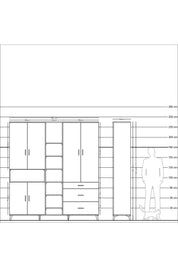 Hyperion Dolap 13 Raflı 3 Çekmeceli 6 Kapaklı 220x44x243 - S553M065V02B