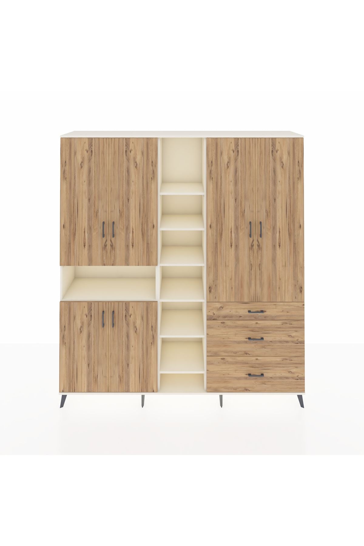 Hyperion Dolap 13 Raflı 3 Çekmeceli 6 Kapaklı 220x44x243 Aytaşı-Çam/Çam