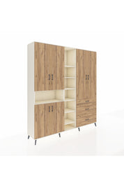 Hyperion Dolap 13 Raflı 3 Çekmeceli 6 Kapaklı 220x44x243 Aytaşı-Çam/Çam