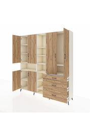 Hyperion Dolap 13 Raflı 3 Çekmeceli 6 Kapaklı 220x44x243 Aytaşı-Çam/Çam