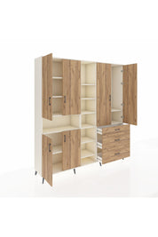 Hyperion Dolap 13 Raflı 3 Çekmeceli 6 Kapaklı 220x44x243 Aytaşı-Çam/Çam