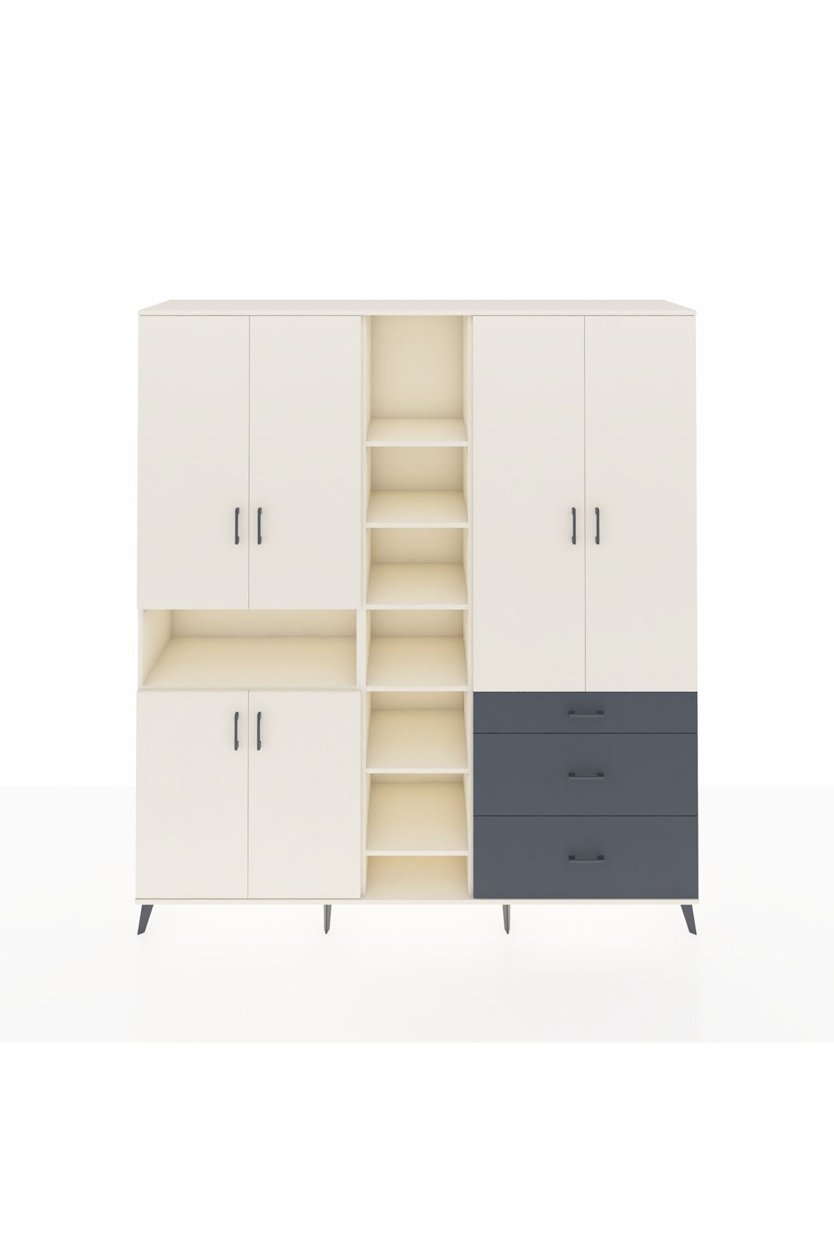 Hyperion Dolap 13 Raflı 3 Çekmeceli 6 Kapaklı 220x44x243 Aytaşı-Aytaşı/Antrasit