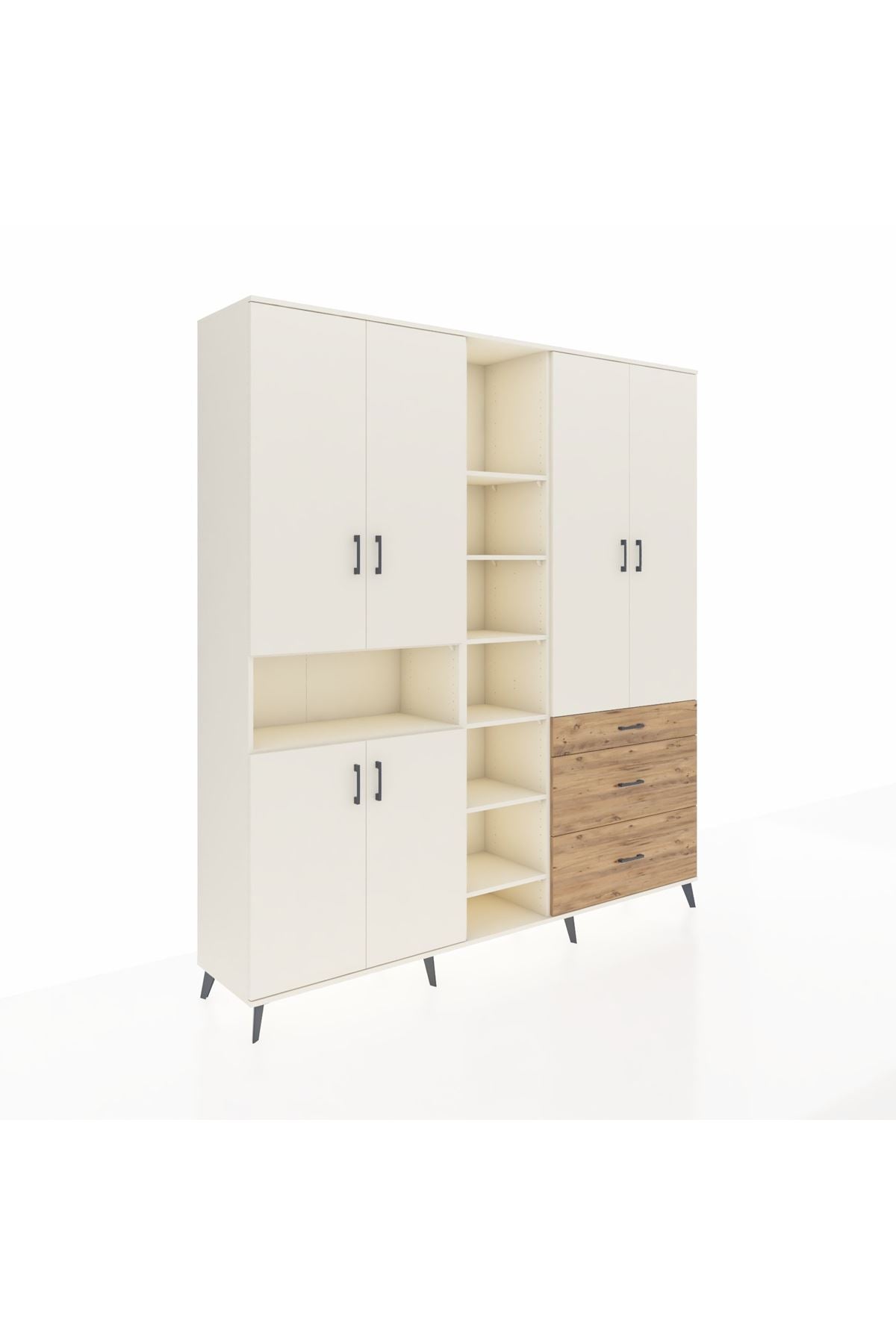 Hyperion Dolap 13 Raflı 3 Çekmeceli 6 Kapaklı 220x44x243 Aytaşı-Aytaşı/Çam