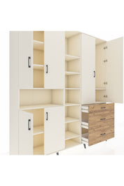 Hyperion Dolap 13 Raflı 3 Çekmeceli 6 Kapaklı 220x44x243 Aytaşı-Aytaşı/Çam