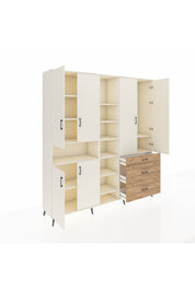 Hyperion Dolap 13 Raflı 3 Çekmeceli 6 Kapaklı 220x44x243 Aytaşı-Aytaşı/Çam