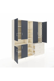 Hyperion Dolap 13 Raflı 3 Çekmeceli 6 Kapaklı 220x44x243 Aytaşı-Antrasit/Aytaşı