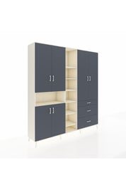 Hyperion Dolap 13 Raflı 3 Çekmeceli 6 Kapaklı 220x44x243 Aytaşı-Antrasit/Antrasit