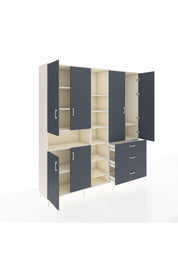 Hyperion Dolap 13 Raflı 3 Çekmeceli 6 Kapaklı 220x44x243 Aytaşı-Antrasit/Antrasit