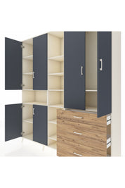 Hyperion Dolap 13 Raflı 3 Çekmeceli 6 Kapaklı 220x44x243 Aytaşı-Antrasit/Çam