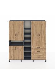 Hyperion Dolap 13 Raflı 3 Çekmeceli 6 Kapaklı 220x44x243 Antrasit-Çam/Çam