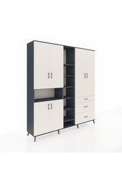 Hyperion Dolap 13 Raflı 3 Çekmeceli 6 Kapaklı 220x44x243 Antrasit-Aytaşı/Aytaşı