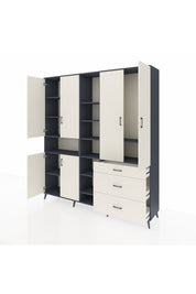 Hyperion Dolap 13 Raflı 3 Çekmeceli 6 Kapaklı 220x44x243 Antrasit-Aytaşı/Aytaşı