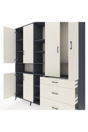 Hyperion Dolap 13 Raflı 3 Çekmeceli 6 Kapaklı 220x44x243 Antrasit-Aytaşı/Aytaşı