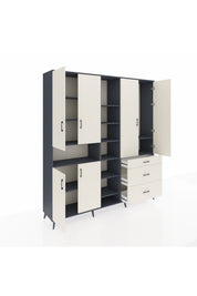 Hyperion Dolap 13 Raflı 3 Çekmeceli 6 Kapaklı 220x44x243 Antrasit-Aytaşı/Aytaşı