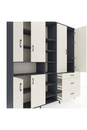 Hyperion Dolap 13 Raflı 3 Çekmeceli 6 Kapaklı 220x44x243 Antrasit-Aytaşı/Aytaşı