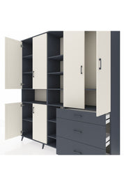 Hyperion Dolap 13 Raflı 3 Çekmeceli 6 Kapaklı 220x44x243 Antrasit-Aytaşı/Antrasit