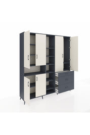 Hyperion Dolap 13 Raflı 3 Çekmeceli 6 Kapaklı 220x44x243 Antrasit-Aytaşı/Antrasit
