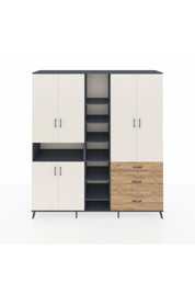 Hyperion Dolap 13 Raflı 3 Çekmeceli 6 Kapaklı 220x44x243 Antrasit-Aytaşı/Çam