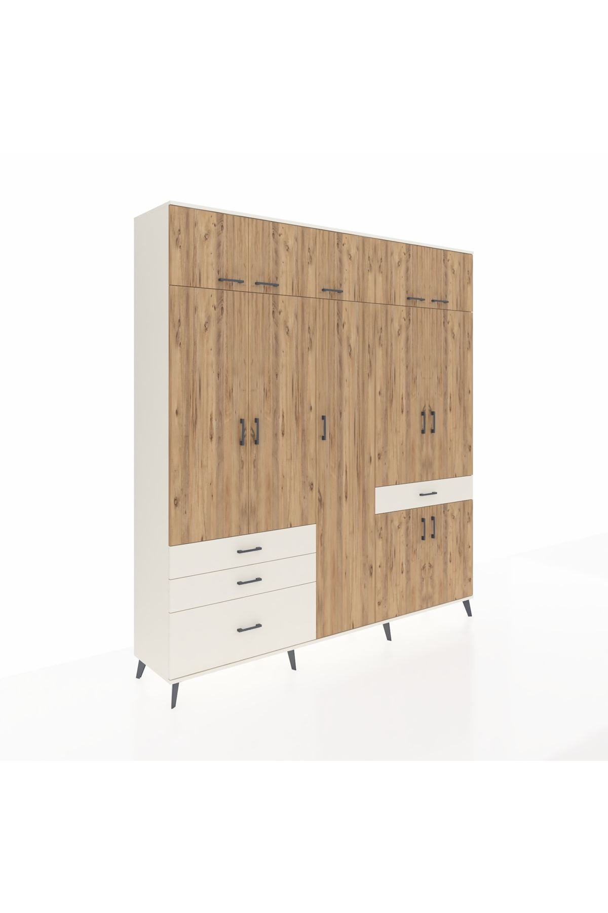 Hyperion Dolap 11 Raflı 4 Çekmeceli 2 Askılı 220x44x243 - S553M055V01B