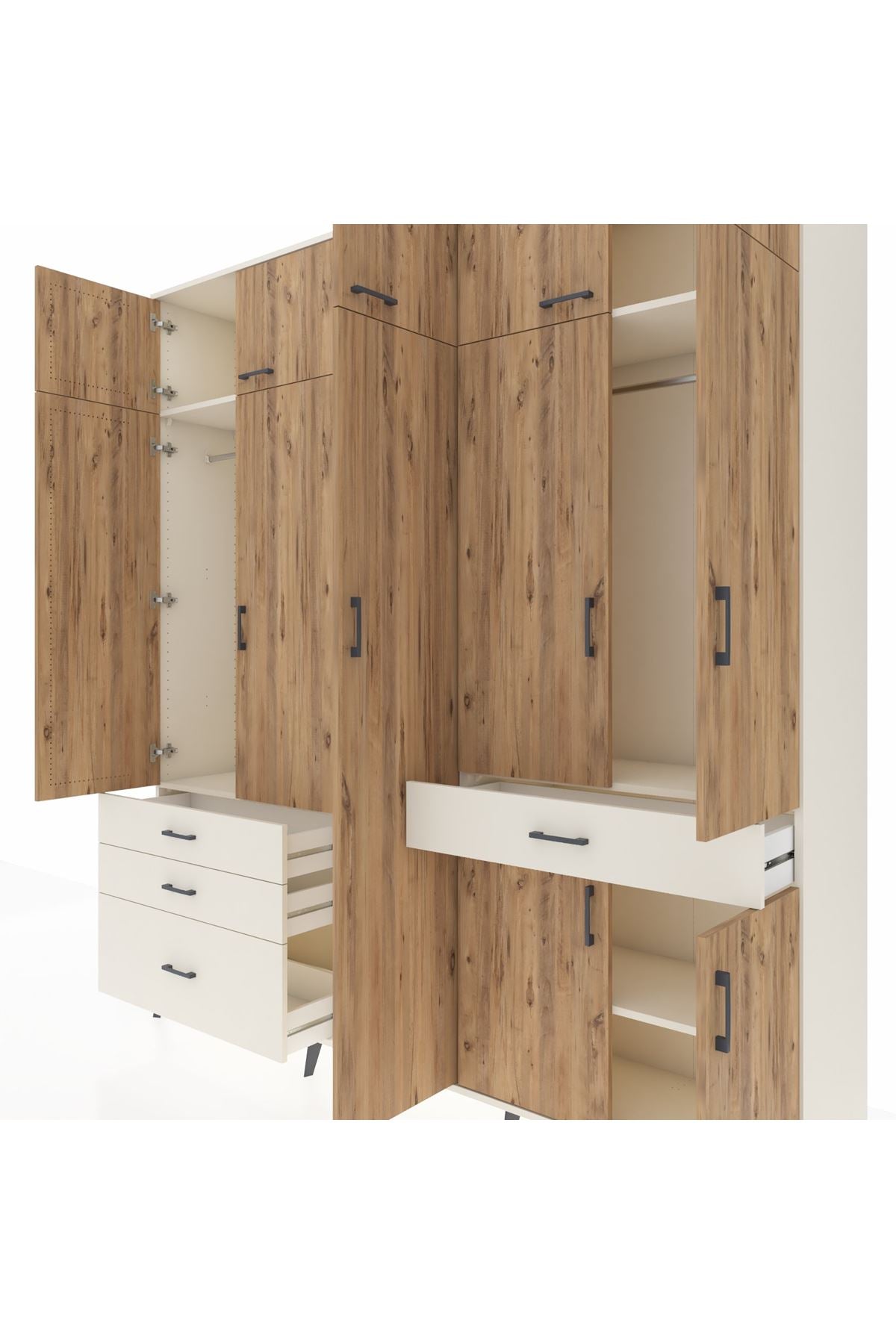 Hyperion Dolap 11 Raflı 4 Çekmeceli 2 Askılı 220x44x243 - S553M055V01B