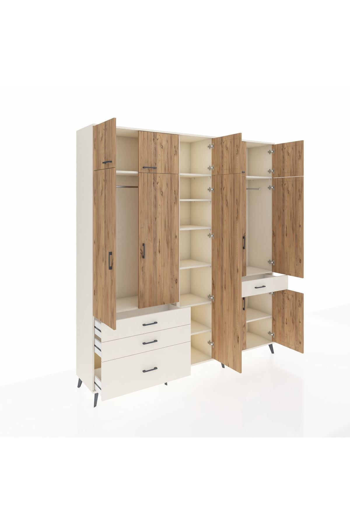 Hyperion Dolap 11 Raflı 4 Çekmeceli 2 Askılı 220x44x243 - S553M055V01B