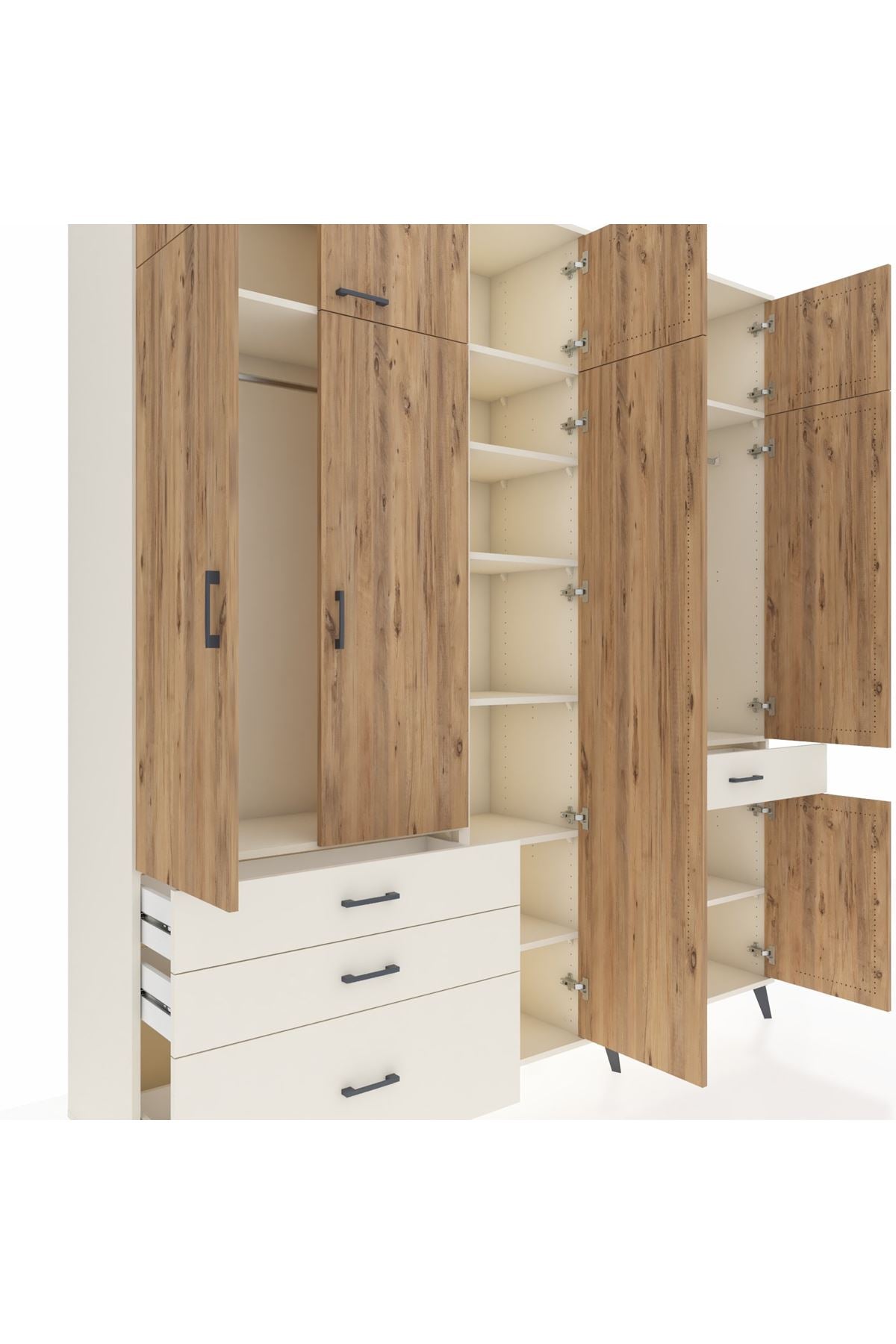 Hyperion Dolap 11 Raflı 4 Çekmeceli 2 Askılı 220x44x243 - S553M055V01B