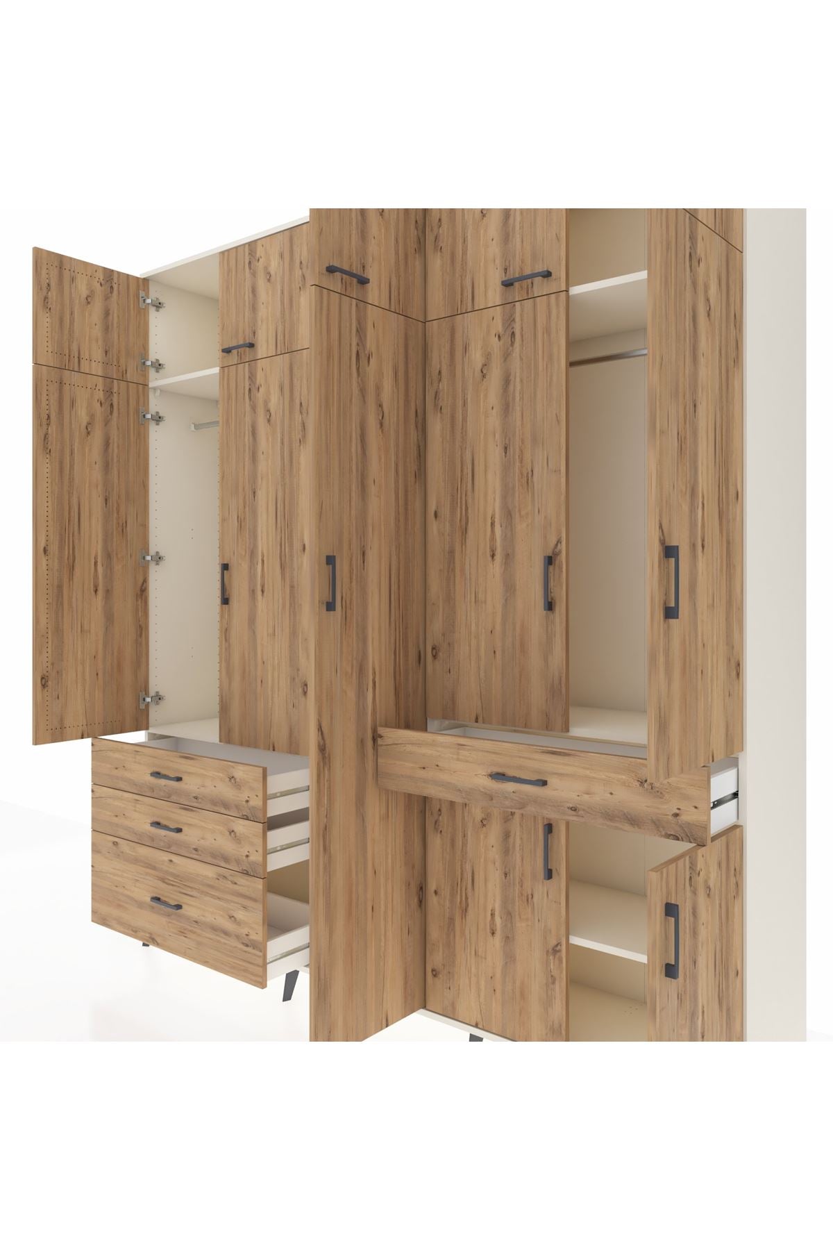 Hyperion Dolap 11 Raflı 4 Çekmeceli 2 Askılı 220x44x243 - S553M055V03B