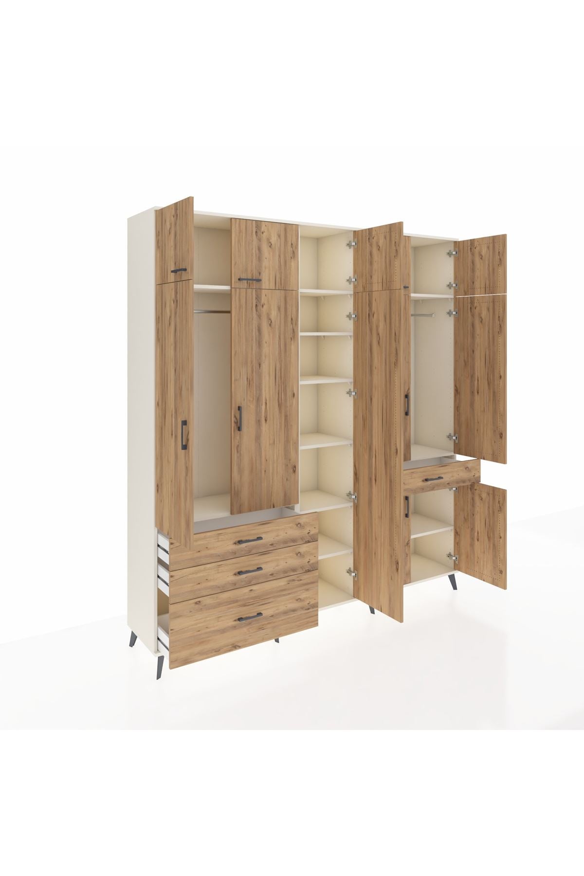 Hyperion Dolap 11 Raflı 4 Çekmeceli 2 Askılı 220x44x243 - S553M055V03B