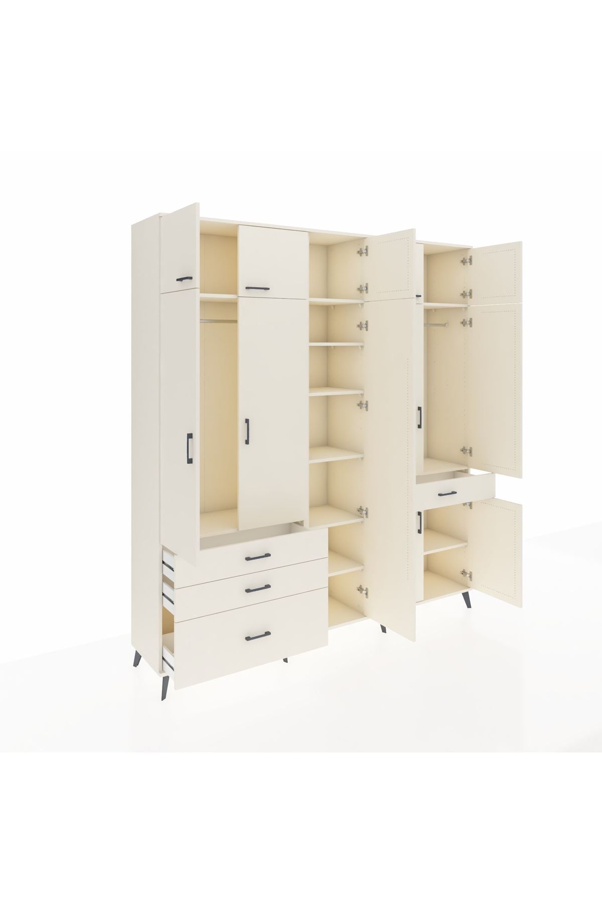 Hyperion Dolap 11 Raflı 4 Çekmeceli 2 Askılı 220x44x243 - S553M055V04B